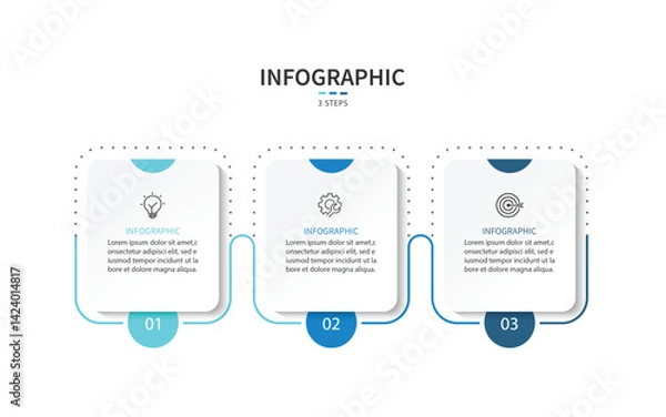 Fototapeta Business infographic template. 3 Step timeline journey. Process diagram, Infographic elements vector illustration.