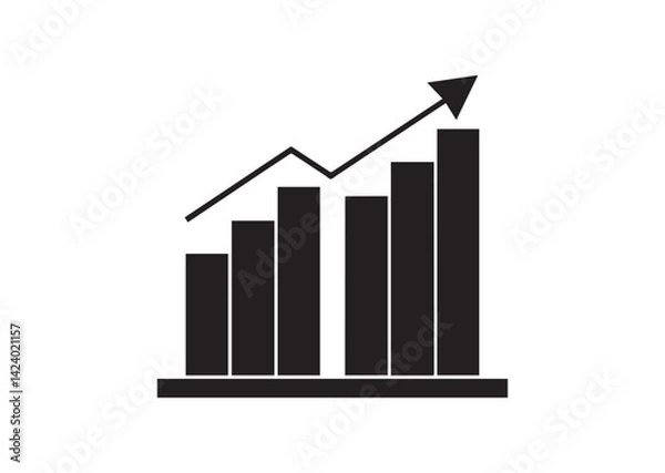 Obraz Growth bar chart Icon, Growing graph silhouette vector