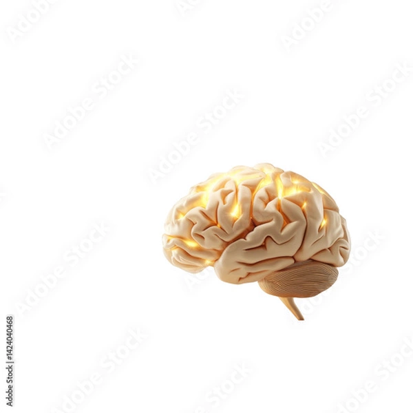 Fototapeta Glowing brain model with highlighted neural pathways and detailed structure visualization