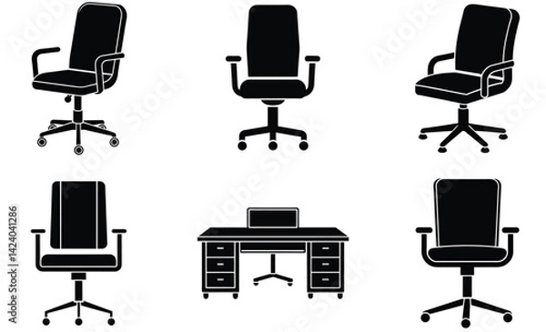 Fototapeta Set of different office chairs vector illustrations  design