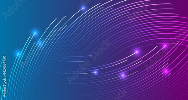Obraz Abstract background with curved glowing lines and smooth gradient. Dynamic digital design with motion effect, data flows and modern technological style. Ideal for banner and presentation.
