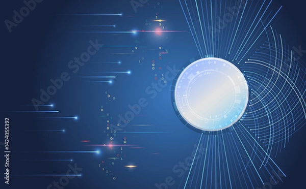 Obraz Abstract circles and lines futuristic concept. Data transfer and protection, internet communication on a blue background. High computer technology design. Modern science vector presentation.