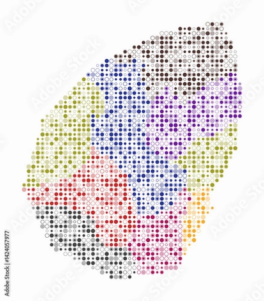 Fototapeta San Marino, shape of the country built of colored cells. Digital style map of San Marino on white background. Small size circle blocks. Amazing vector illustration.