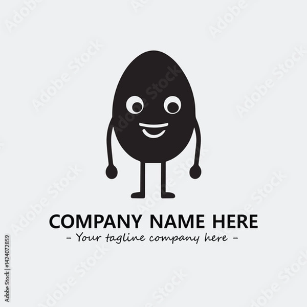 Obraz Egg cartoon illustration black and white for logo company vector image
