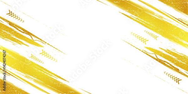 Obraz Abstract Background with Gold Brush Strokes and Halftone Style. Gold and White Grunge Background