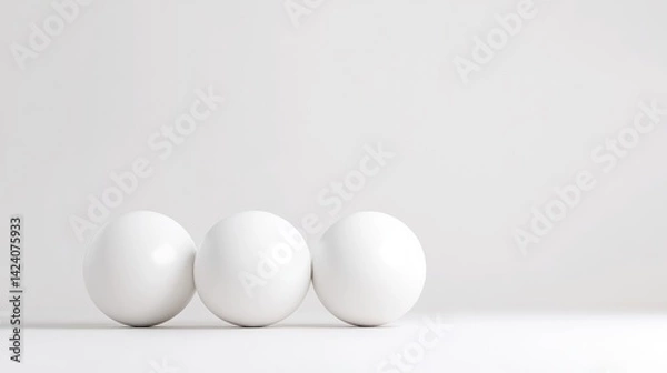 Fototapeta Three white spheres in a row on a plain white background (2)
