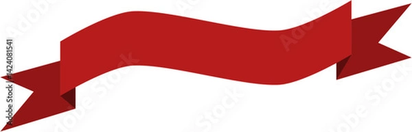 Fototapeta Vector of solid red ribbon banner for label, award, promotion, or festive design. Bold, flat style perfect for marketing and celebration themes.