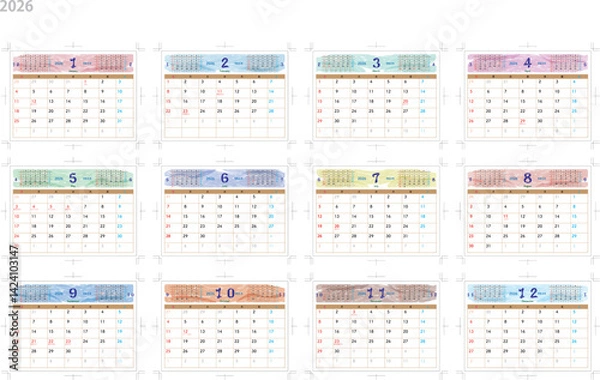 Obraz 2026年_年間卓上カレンダー(トンボ入)_2
