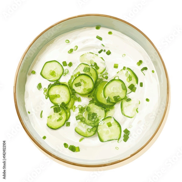 Obraz Refreshing cucumber yogurt dip food photography minimalist culinary concept