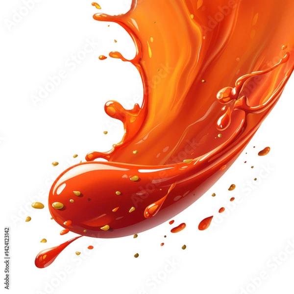 Obraz Dynamic hot sauce splash food photography creative design close-up view flavor concept