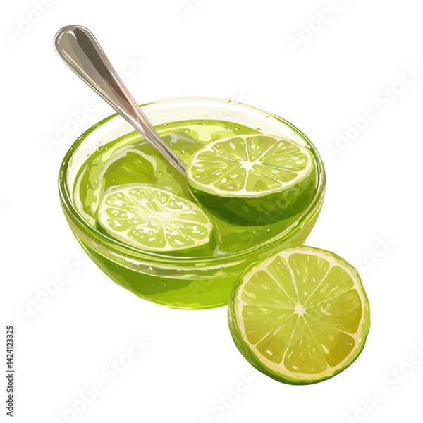 Obraz Citrus lime dipping sauce food photography clean environment top view culinary concept