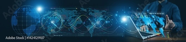 Obraz businessman reviews international shipping data on his computer to optimize export operations and improve customer satisfaction.