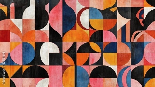 Fototapeta a vibrant abstract composition with overlapping shapes and bold hues