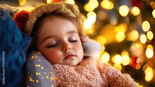 Obraz Glittering golden bokeh on a deep blue canvas, Christmas and holiday theme abstract