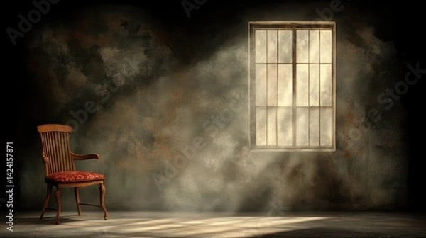 Obraz Empty room with single chair and window