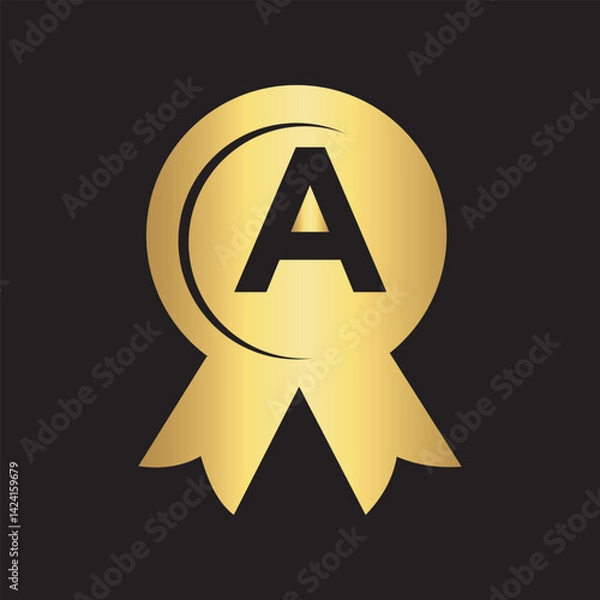 Obraz Initial Letter A Award Ribbon Symbol Vector Template