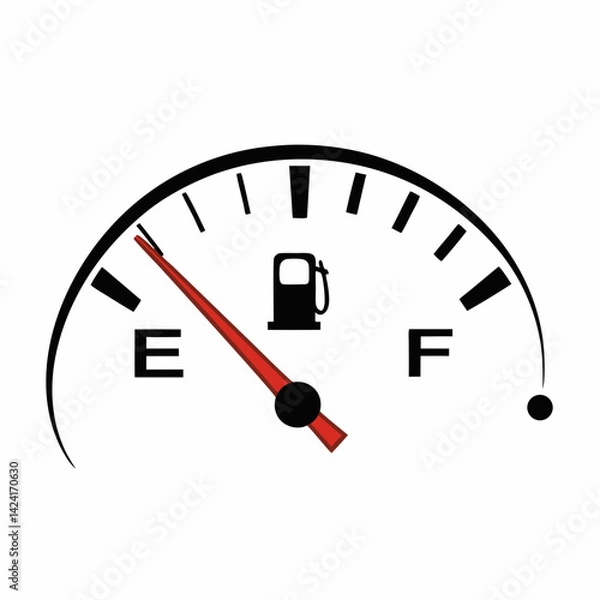 Fototapeta Fuel Gauge Showing Empty Tank Indicator Illustration Vector Graphic Design