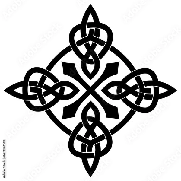 Obraz Celtic Knot Mandala ornament vector illustration intricate tribal decorative pattern symmetrical traditional ancient symbol spirituality
