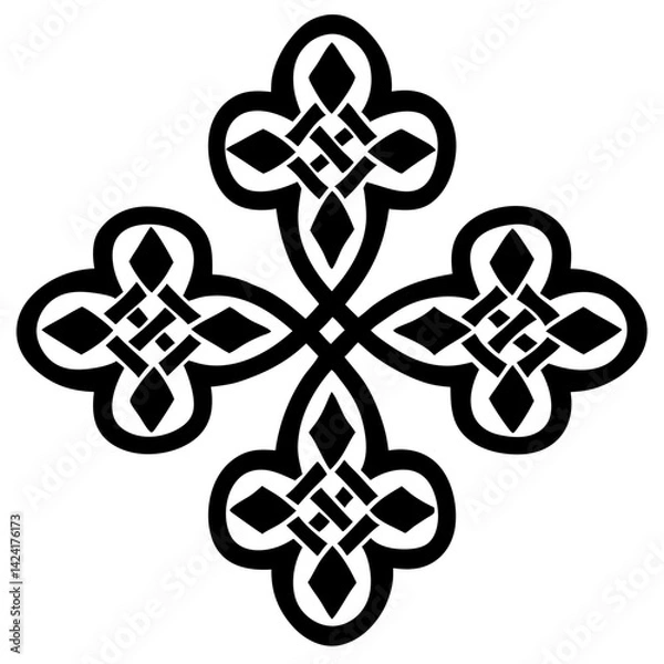 Obraz Celtic Knot Mandala ornament vector illustration intricate tribal decorative pattern symmetrical traditional ancient symbol spirituality
