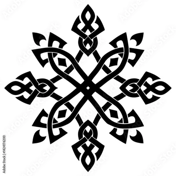 Obraz Celtic Knot Mandala ornament vector illustration intricate tribal decorative pattern symmetrical traditional ancient symbol spirituality
