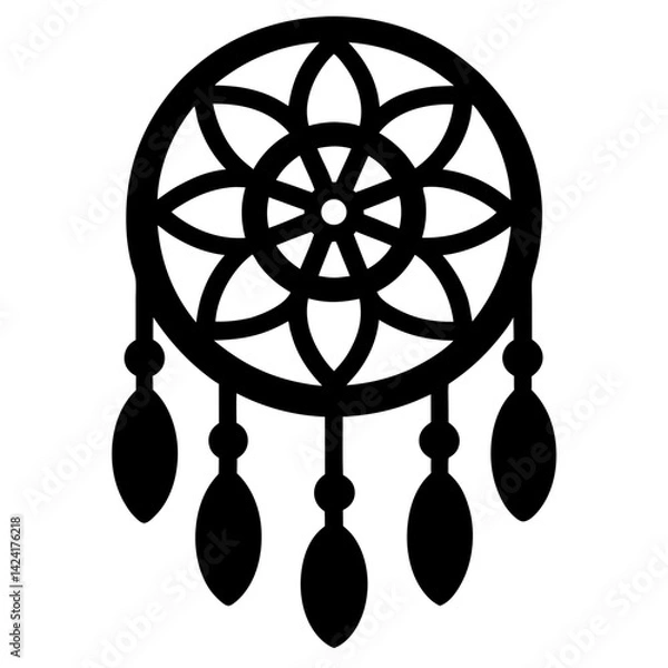 Obraz dreamcatcher design vector illustration boho tribal feather traditional ethnic mystical
