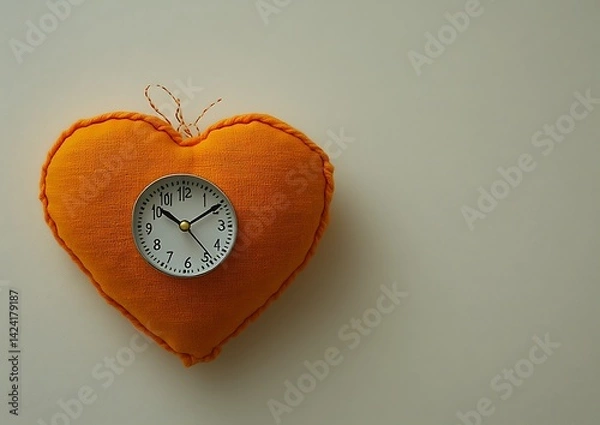 Obraz Heart-shaped clock on white surface