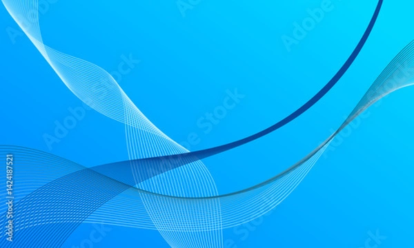 Fototapeta abstract blue light smooth lines wave curves with soft gradient background