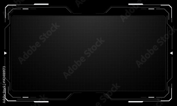 Fototapeta HUD frames white grey user interface elements design modern technology futuristic control panel screen digital hologram window gaming menu touching cyber monitor set on black background vector
