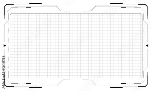 Fototapeta HUD frames black user interface elements design modern technology futuristic control panel screen digital hologram window gaming menu touching cyber monitor set white background vector