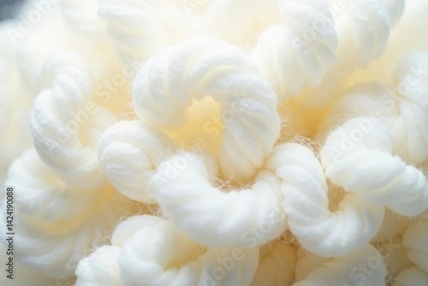 Obraz Soft, fluffy white wool texture Close-up shot showing fine fibers , texture, white
