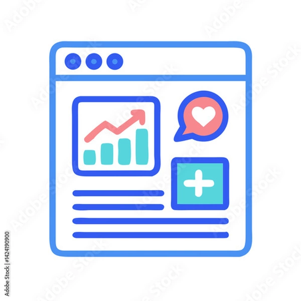 Fototapeta Blog Page with Engagement Stats Icon Representing Website Analytics and Interaction