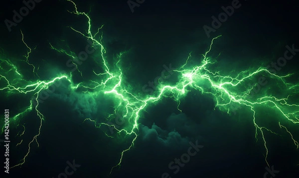 Obraz Green lightning with dark background