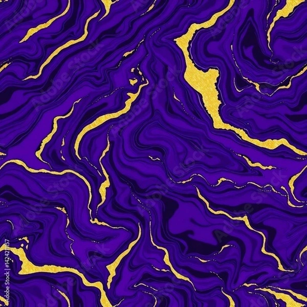 Fototapeta Golden Ink Flow Marble Design for Wall Prints