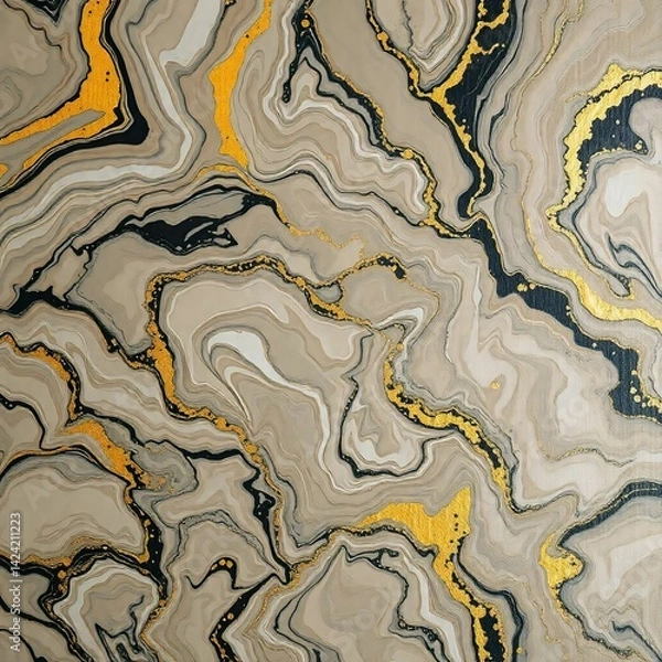 Fototapeta Golden Ink Flow Marble Design for Wall Prints