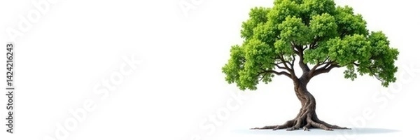 Fototapeta Single branch with gnarled trunk on white background, tree, bark