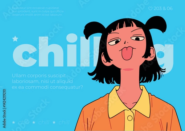 Obraz Chill Japanese Girl with Tongue Out