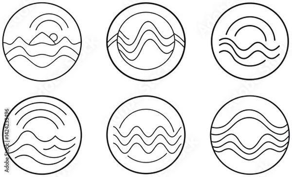 Fototapeta Abstract Line Art Wave Designs