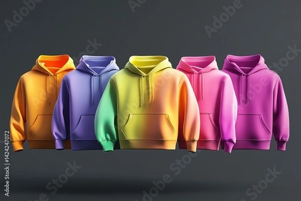 Fototapeta Colorful hoodies displayed in various shades.