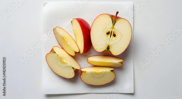 Fototapeta Sliced Apples On A White Napkin Fresh And Delicious Arrangement