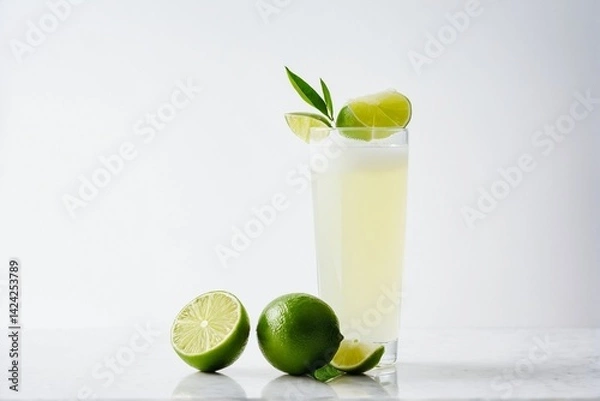 Fototapeta Fresh Lime Juice Splashing in Glass – Vibrant Citrus Refreshment Concept