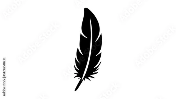 Fototapeta simple black feather shape isolated on white background