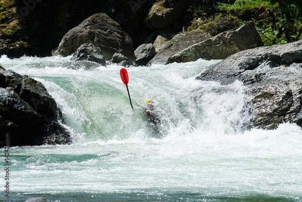 Obraz Footage of rafting sport done on a high-flow, raging  river.