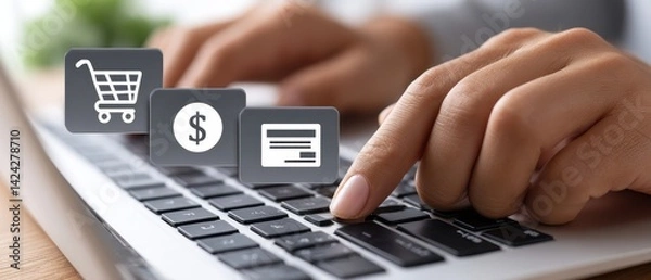 Obraz Executing digital transactions online environment high-quality content e-commerce user perspective secure payments