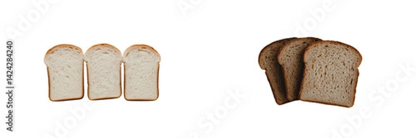 Obraz Set of a, Rudolph's photograph of three slices of white bread, isolated on a transparent background.