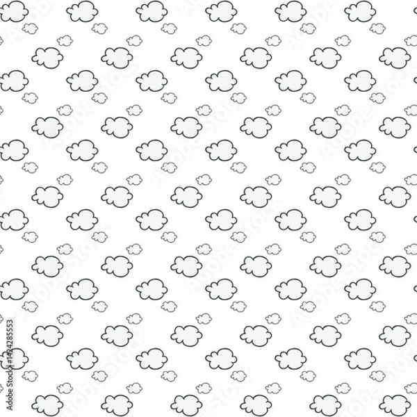 Fototapeta Seamless Pattern of Abstract Cartoon Clouds with Minimal Design