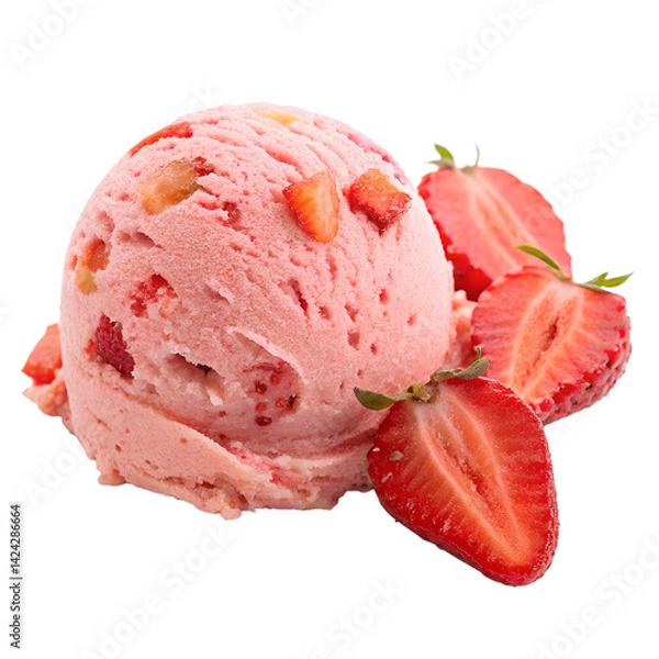 Obraz Pink Strawberry Ice Cream Scoop Isolated
