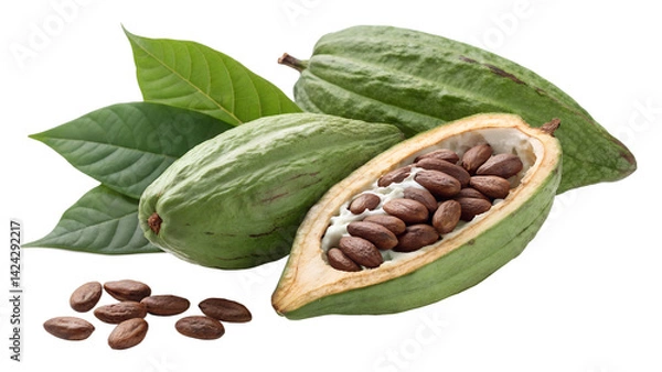 Obraz Split Cocoa Pod with Beans