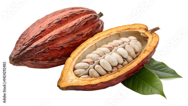 Obraz Cocoa Pod and Beans on White