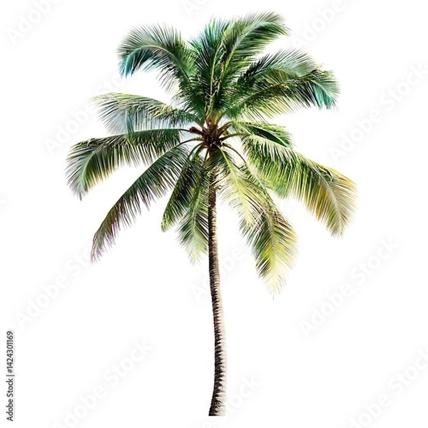 Fototapeta Palm trees on a white background.