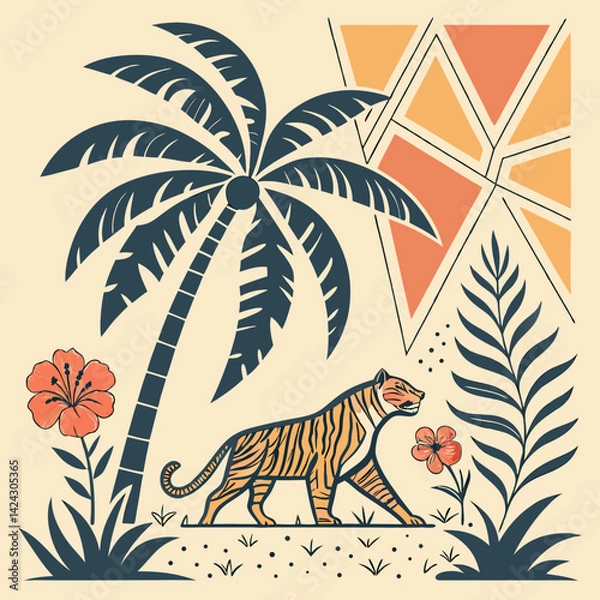 Fototapeta seamless pattern with tropical animals